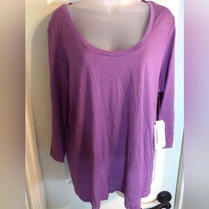 Eileen Fisher silk top purple long sleeves Sz XL